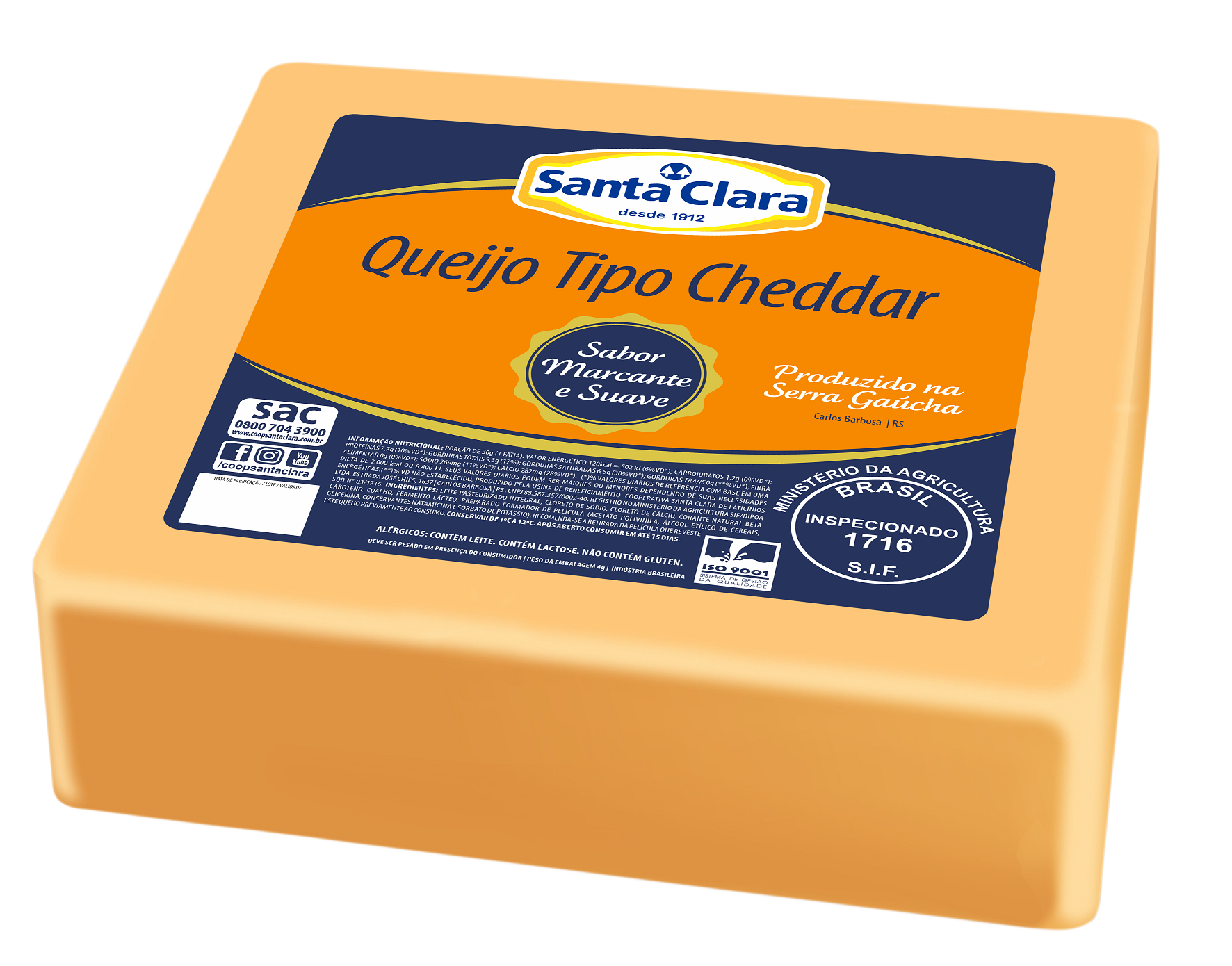Santa Clara lança Queijo Cheddar inspirado na receita original inglesa 