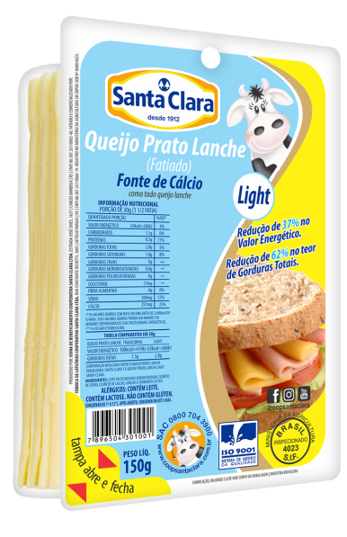 Queijo Prato Lanche Light Fatiado 150g
