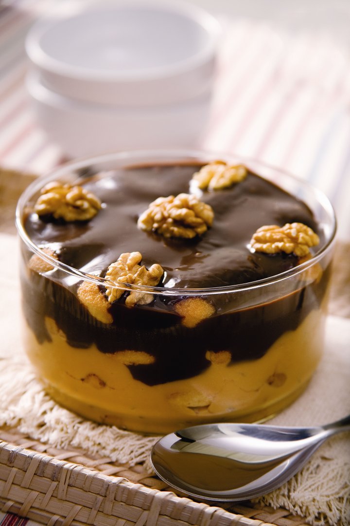 Torta de Nozes e Fondue de Chocolate e Avelã