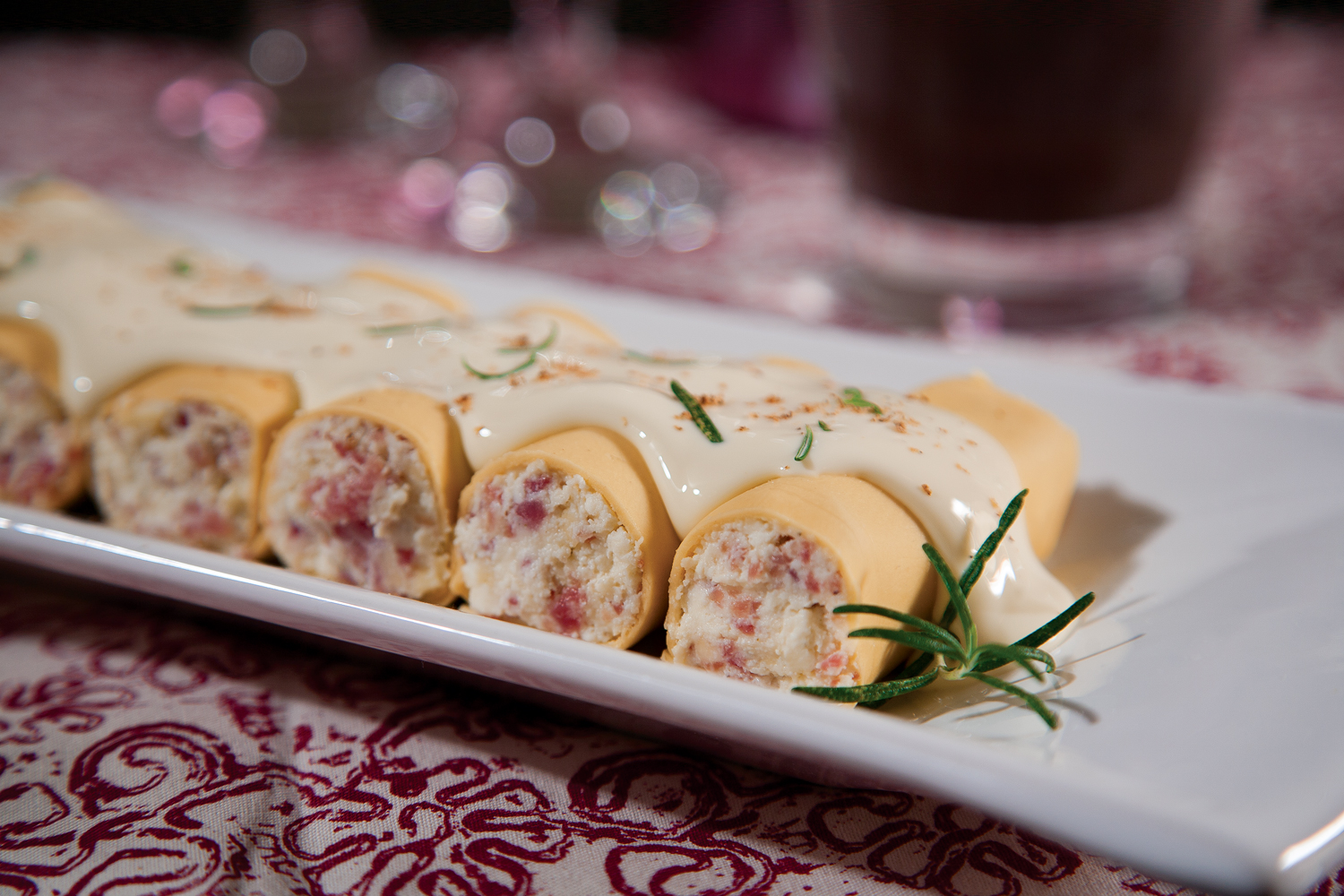 Canelloni de Ricota e Culatello aos 4 Formaggi